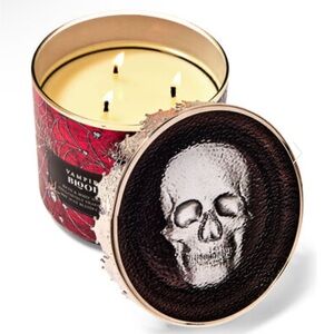Bath & Body Works Vampire Blood 3-Wick Candle with Glass Skull Decorative Lid